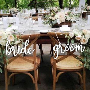 Clear acrylic Bride & Groom chair signs